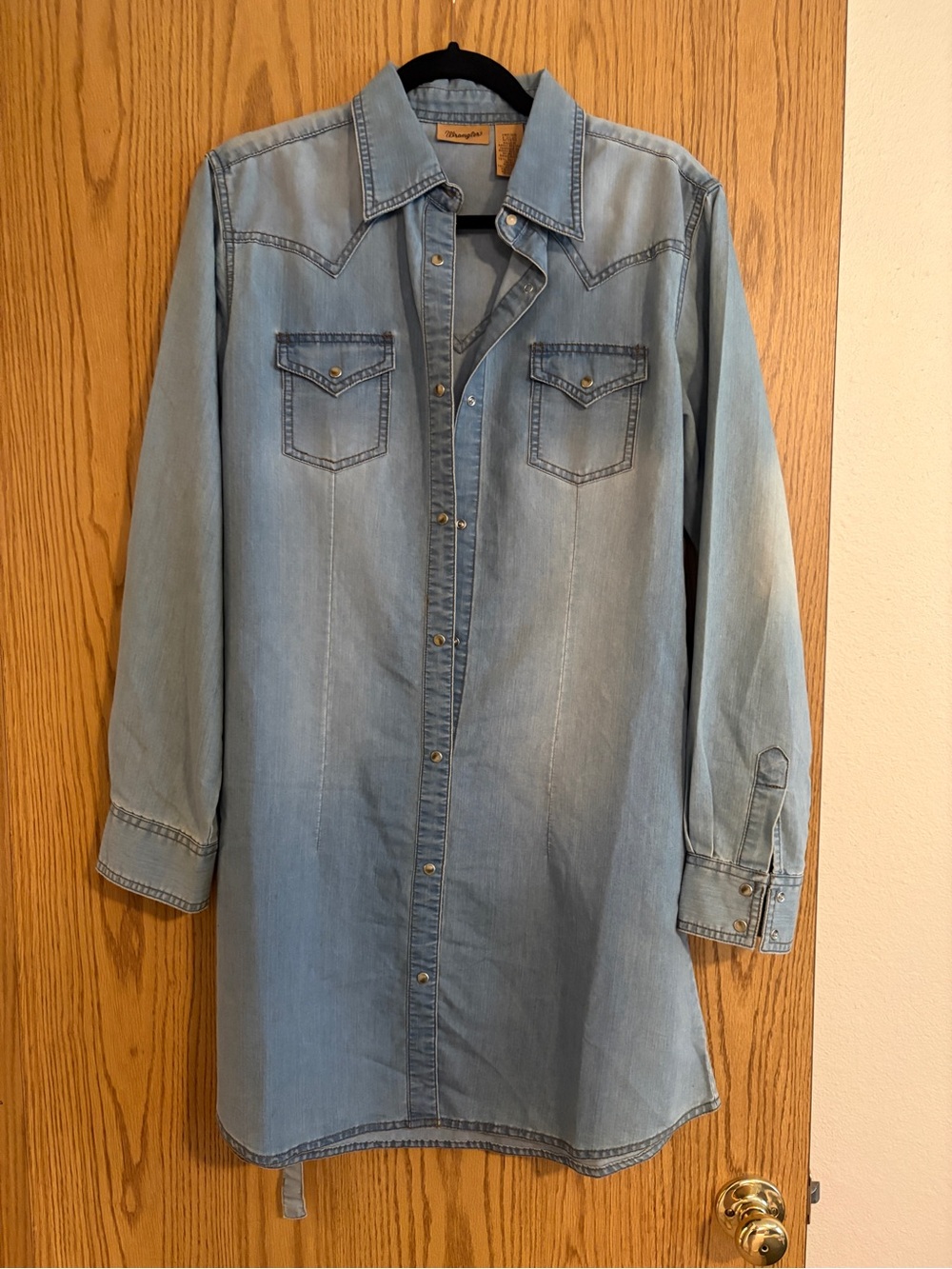 Wrangler Light Blue Denim Western Button-Down Shirt